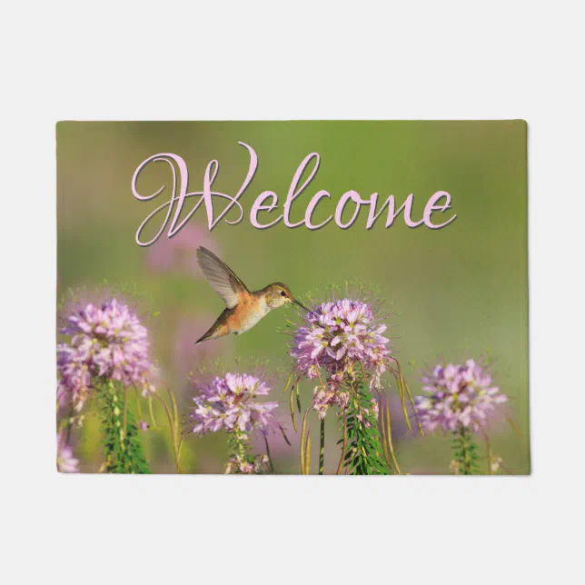 Hummingbird Welcome Mat Hummingbird and Wildflowers Welcome Doormat | Zazzle