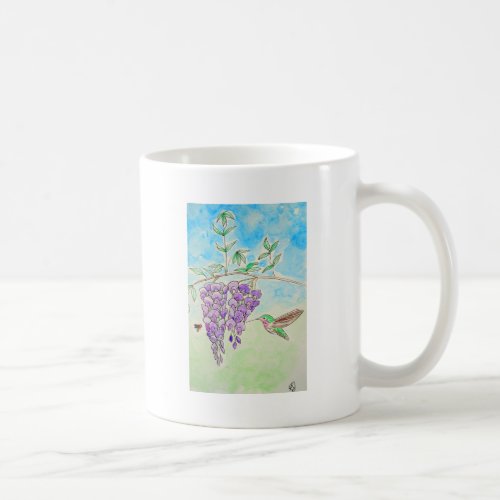 Hummingbird and Wisteria Painting Coffee Mug
