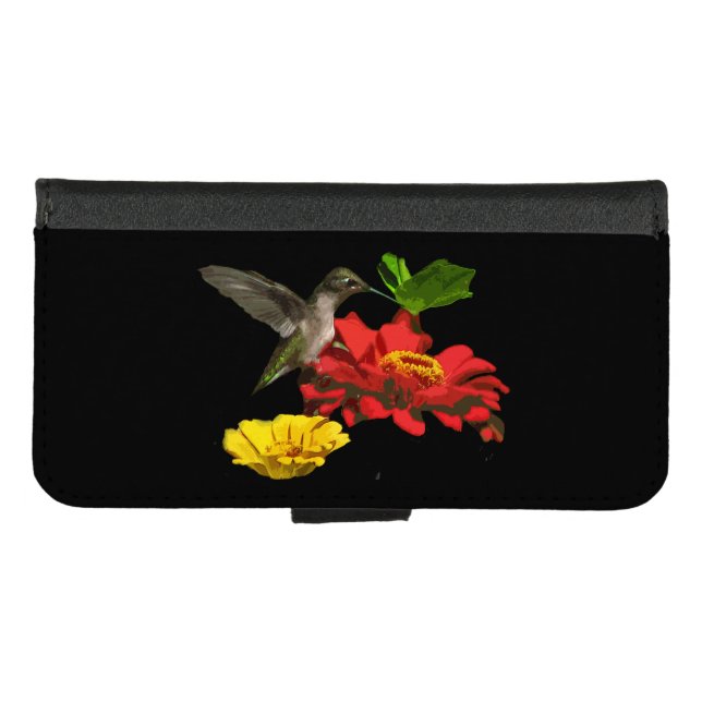 Hummingbird and Zinnias iPhone 8/7 Wallet Case (Front (Horizontal))