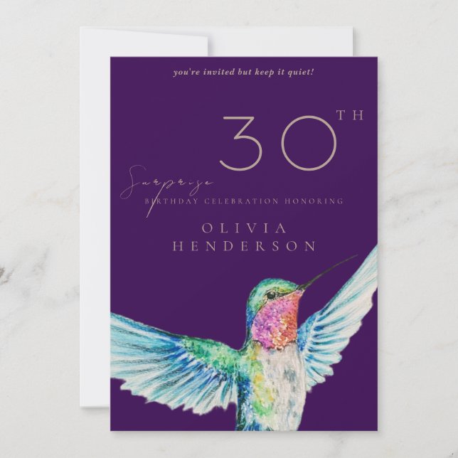 Hummingbird ANY Surprise Birthday Invitation (Front)