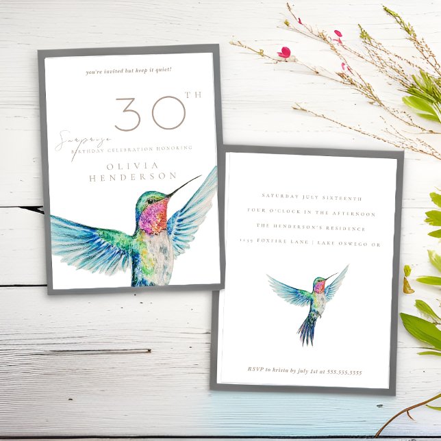 Hummingbird ANY Surprise Birthday Invitation (Creator Uploaded)