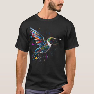 Hummingbird Art Colorful Animal Polygon Bird T-Shirt