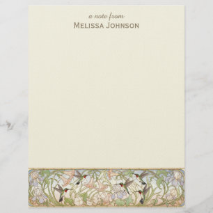 Hummingbird Art Nouveau Personalized Name Letterhead