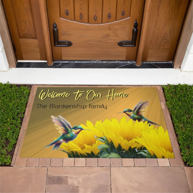 Hummingbird Art & Sunflower Photograph Mix Doormat (Outdoor)
