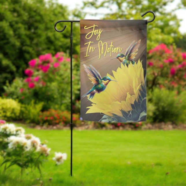 Hummingbird Art & Sunflower Photograph Mix Garden Flag (double sided garden flag template text)