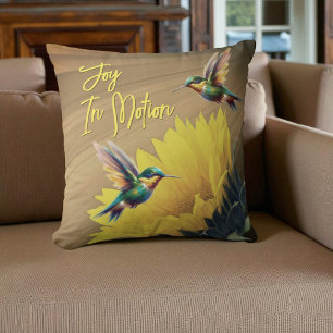 Hummingbird Art & Sunflower Photography Mix Throw Pillow