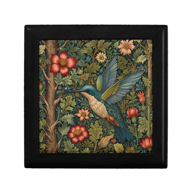 Hummingbird artwork bohemian floral greenery  gift box (Front)