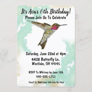 Hummingbird Ayre Party Invitation