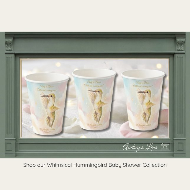 Hummingbird Baby Shower Cups | Soft Pastel Sky (Creator Uploaded)
