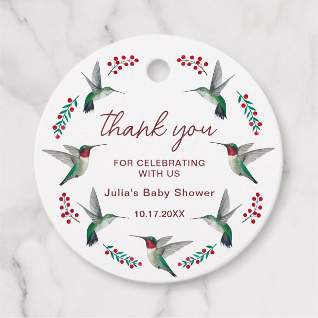 Hummingbird Baby Shower Favor Tags (Front)