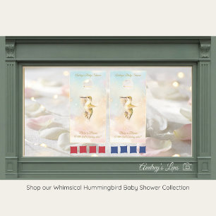 Hummingbird Baby Shower Game Card Pastel Sky