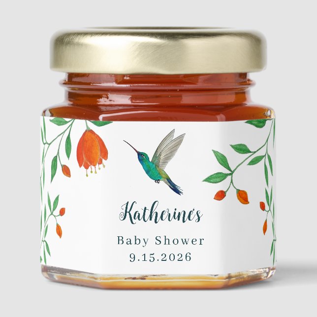 Hummingbird  Baby Shower  Honey Jar Favors (Front)