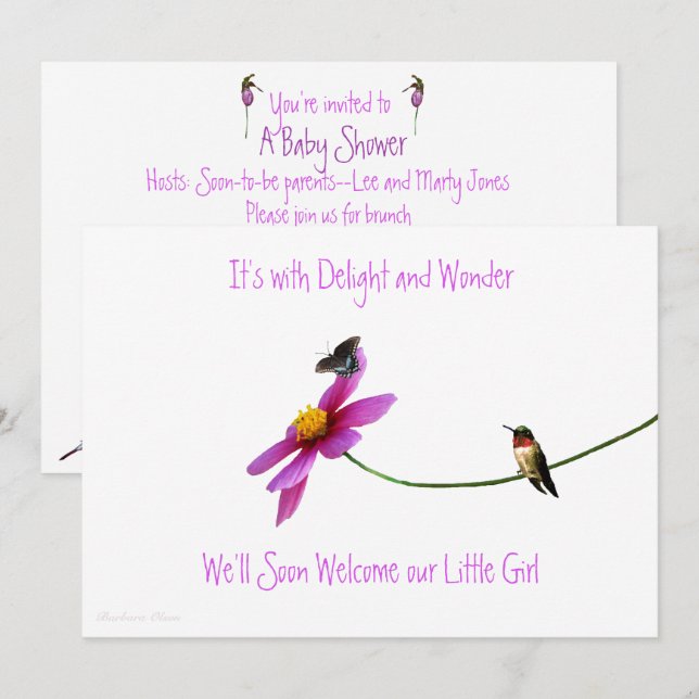 Hummingbird Baby Shower Invitation (Front/Back)