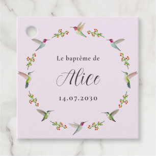 Hummingbird Baptism Favor Tags