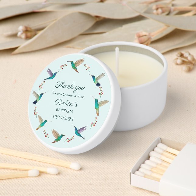 Hummingbird Baptism Mini Candle Favors (Insitu)