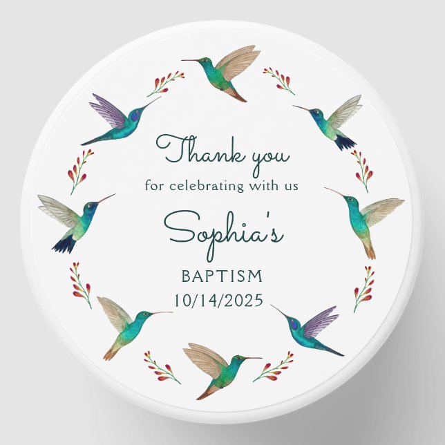 Hummingbird Baptism Mini Candle Favors (Front)
