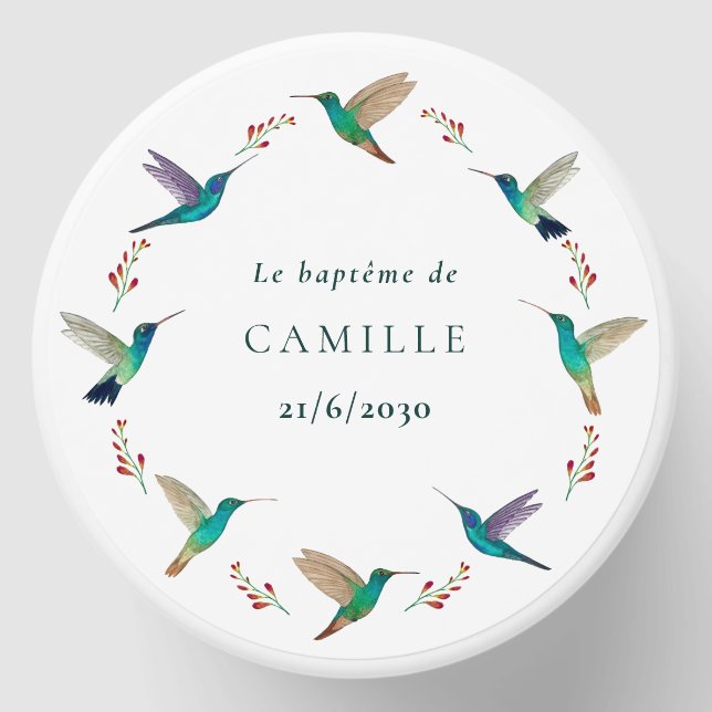 Hummingbird Baptism Mini Candle Favors (Front)