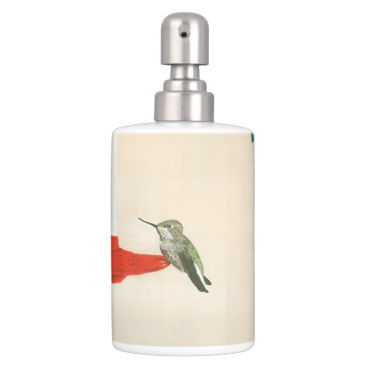 Hummingbird Bathroom Accessories Soap Dispenser And Toothbrush Holder (Front)