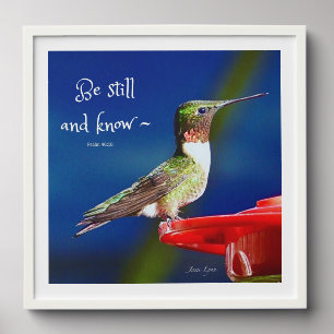 Hummingbird "Be still and know" wall art decor Peel And Stick Photo Tile