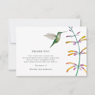 Hummingbird Bereavement Funeral Thank You Card