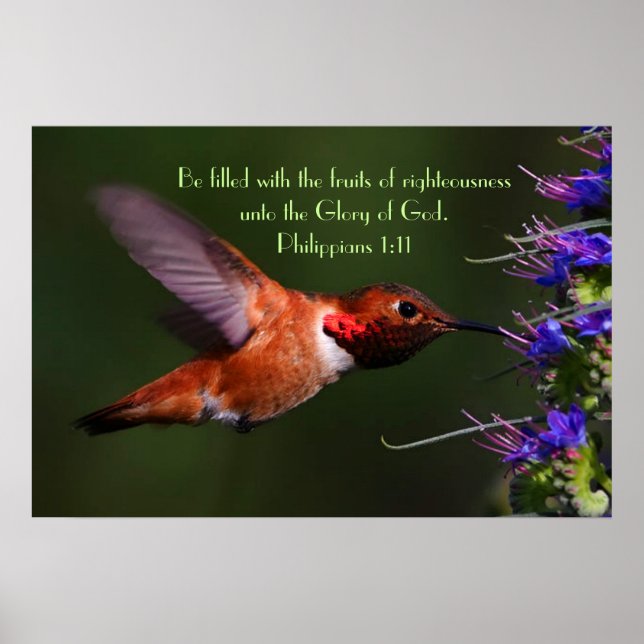 Hummingbird bible verse Philippians 1:11 Poster (Front)