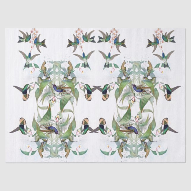 Hummingbird Bird Animal Orchid Floral Tissue Paper (Front)