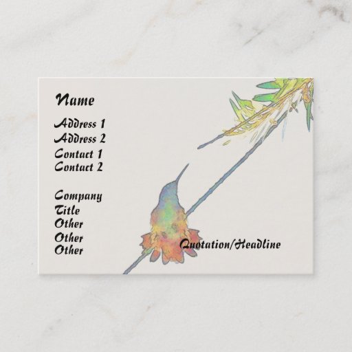 Customizable Hummingbird Floral Business Card