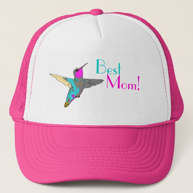 hummingbird Bird Animal Wildlife Floral Trucker Hat (Front)