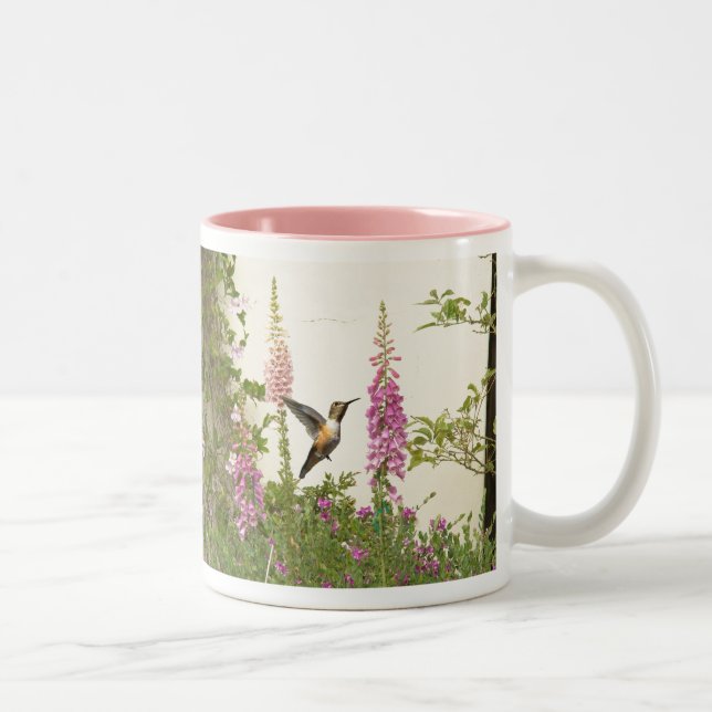 Hummingbird Bird Animal Wildlife Floral Two-Tone Coffee Mug (Right)