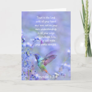 Hummingbird Bird Blue Garden Floral BibleScripture Card