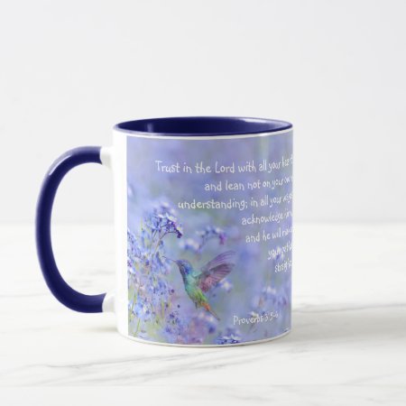 Hummingbird Bird Blue Garden Floral Biblescripture Mug