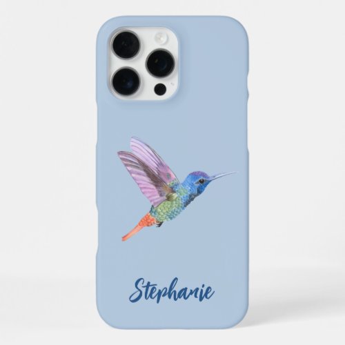 Hummingbird Bird Blue iPhone 16 Pro Max Case