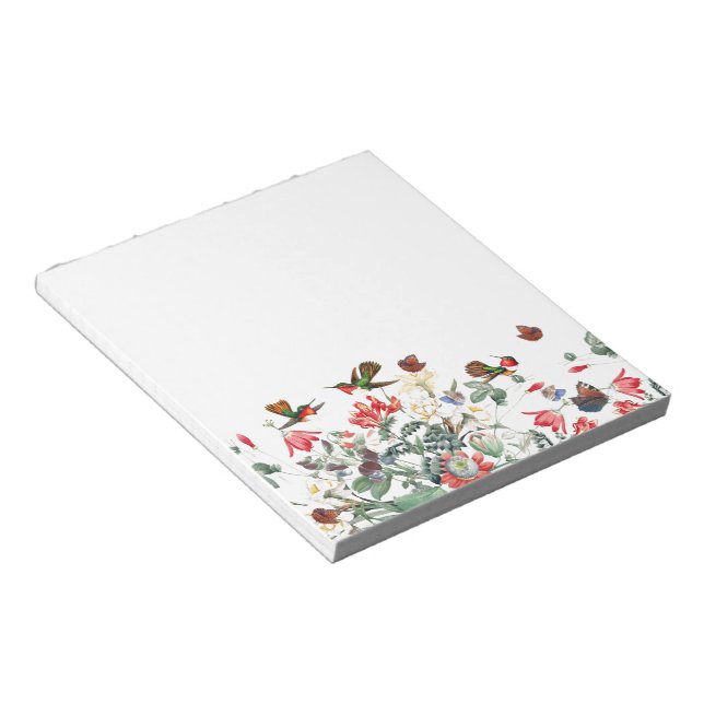 Hummingbird Bird Butterfly Garden Floral Notepad (Angled)