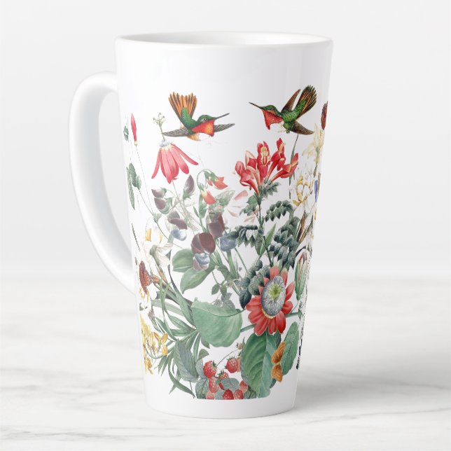 Hummingbird Bird Butterfly Garden Flower Latte Mug (Left Angle)