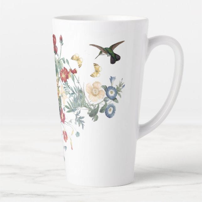Hummingbird Bird Butterfly Garden Flower Latte Mug (Right)