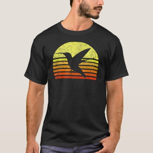Hummingbird Bird Feeder Watching Retro Sunset Vint T_Shirt