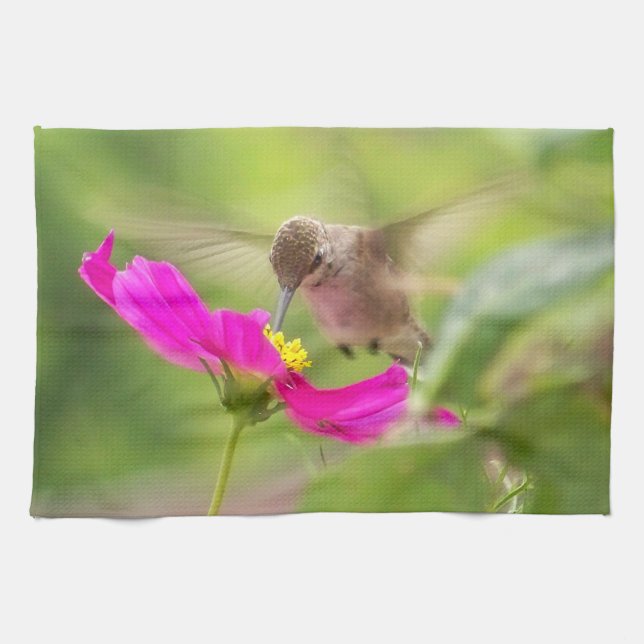Hummingbird Bird Floral Animal Wildlife Flower Towel (Horizontal)