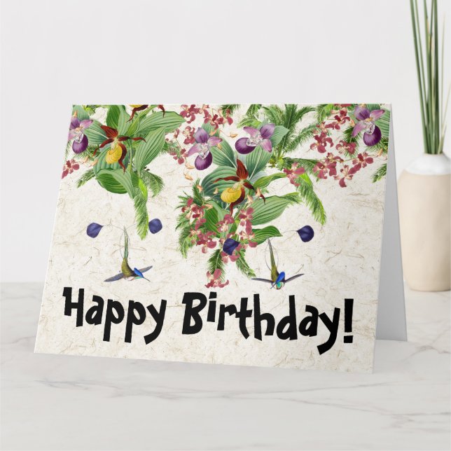 Hummingbird Bird Floral Birthday Big Greeting Card (Front)