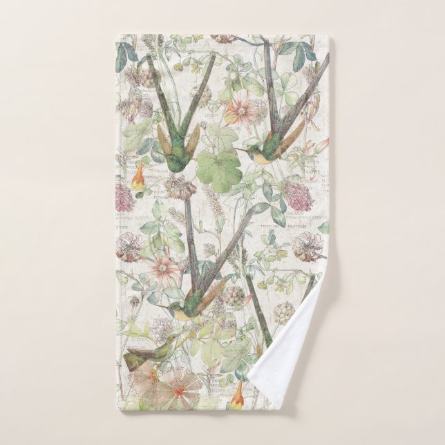 Hummingbird Bird Flower Animals Bath Hand Towel (Hand Towel)