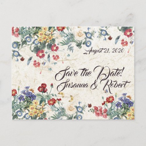 Hummingbird Bird Flowers Save the Date Postcards