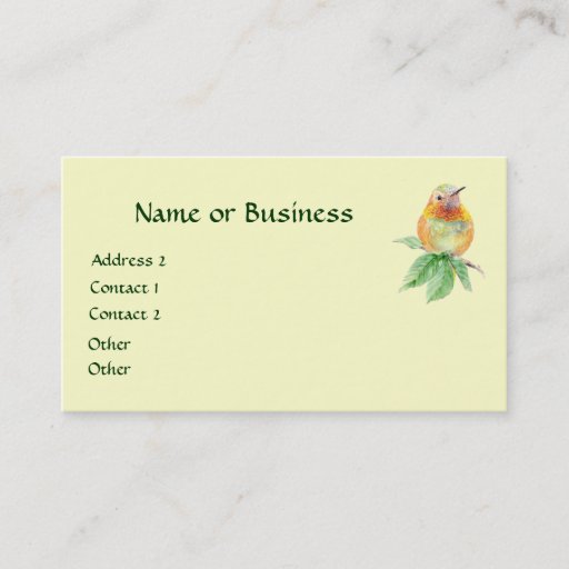 Customizable Hummingbird, Bird, Nature, Wildlife, Business Card