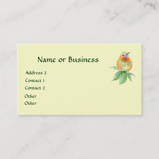 Hummingbird, Bird, Nature, Wildlife, Business Card (Front)