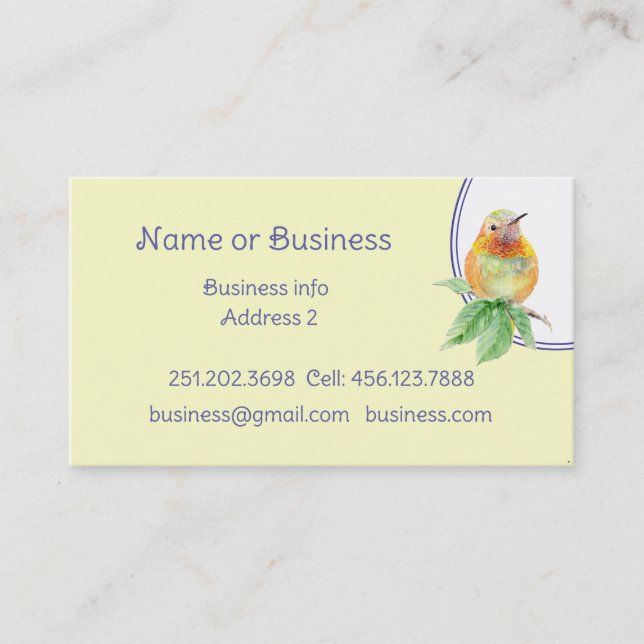 Hummingbird, Bird, Nature, Wildlife, Business Card (Front)