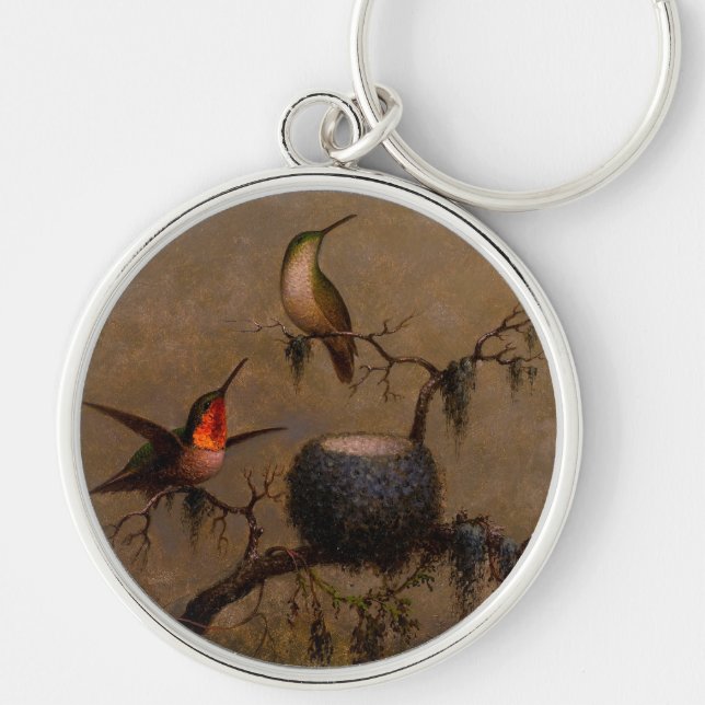 Hummingbird bird nest victorian heade painting   keychain (Front)