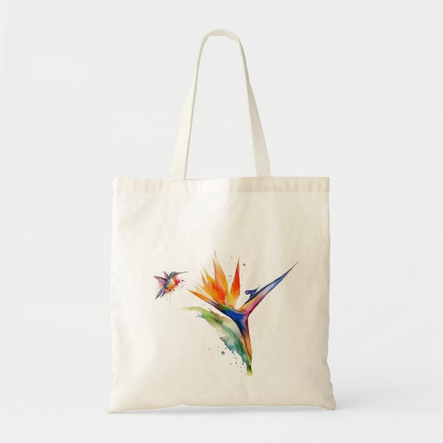 Hummingbird & Bird of Paradise Tote Bag (Front)