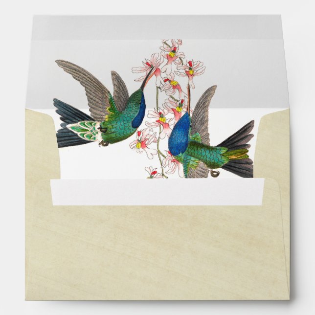 Hummingbird Bird Orchid Floral Rice Paper Envelope (Back (Bottom))