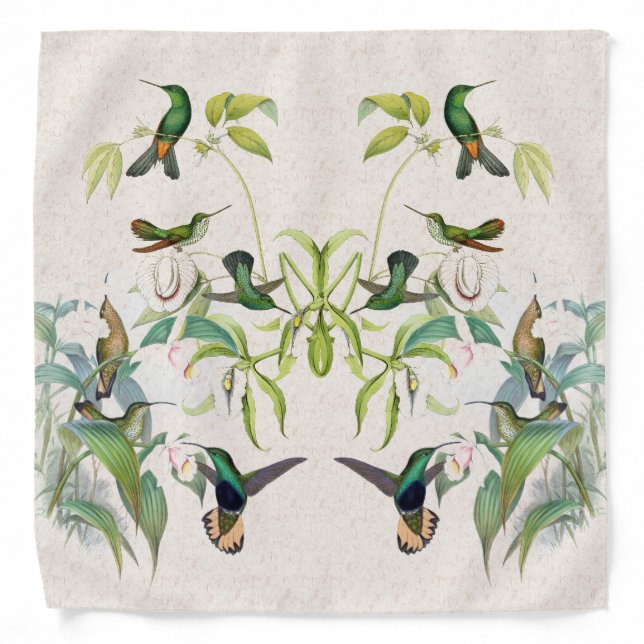 Hummingbird Bird Orchid Flower Wildlife Bandana (Front)