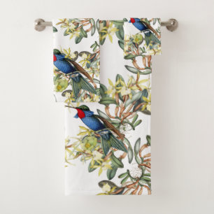 Hummingbird Bird Orchid Flowers Bath Towel Set