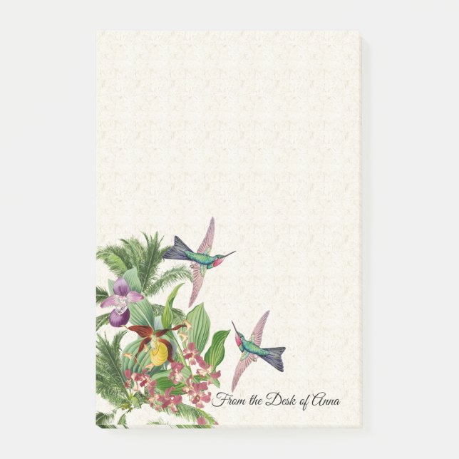 Hummingbird Bird Orchid Flowers Post-it Notes (Front)