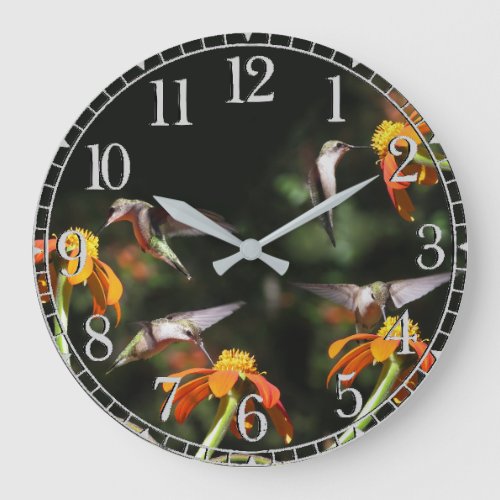Hummingbird Bird Sunflower Flower Wall Clock